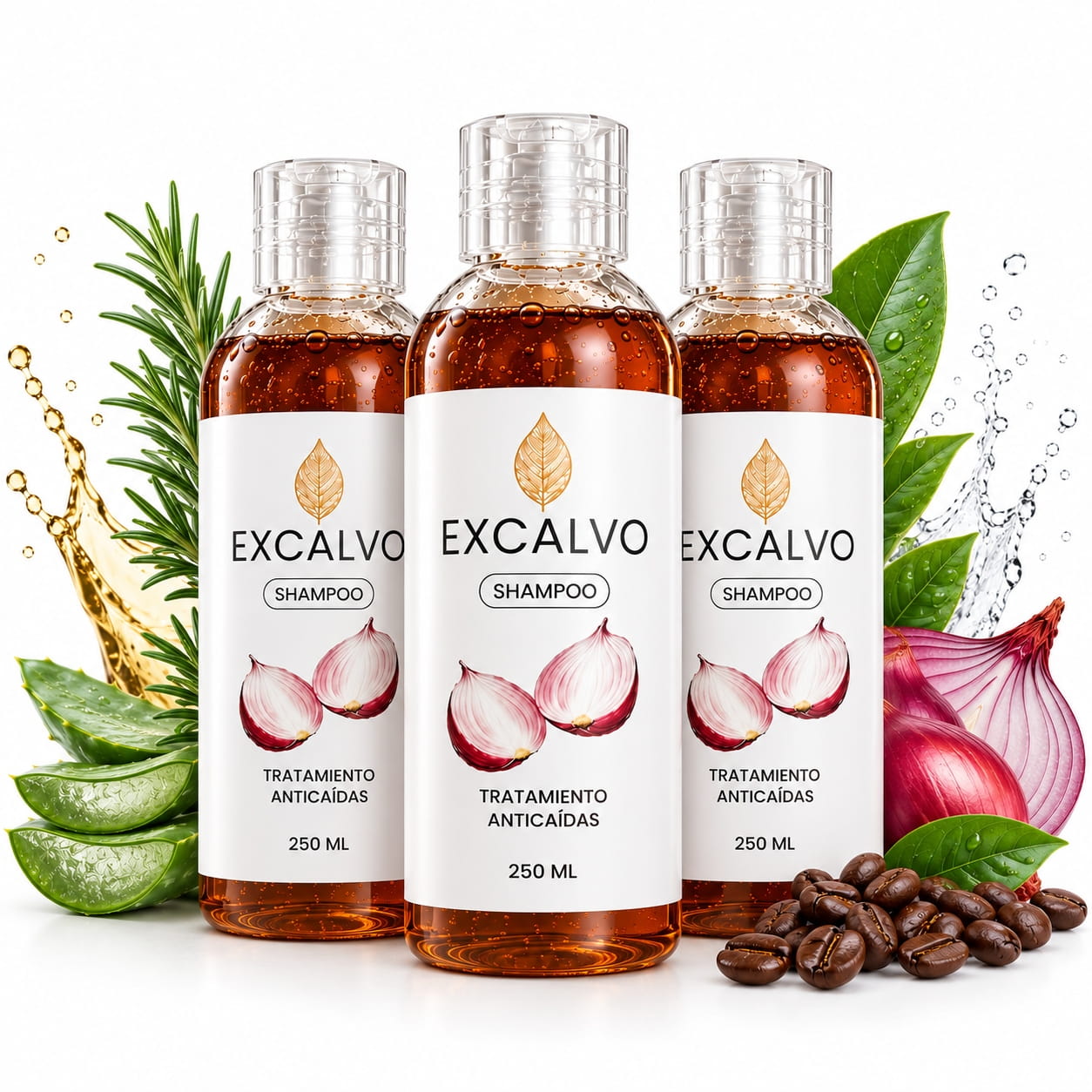 Combo X3 Tratamiento Anti Caídas - Shampoo Excalvo 🧄