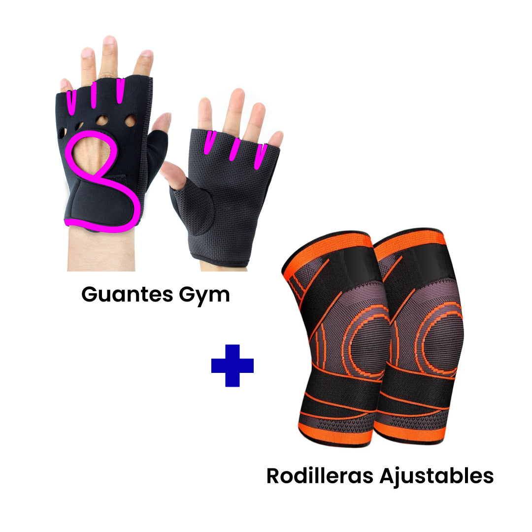 Mega Combo 💥 Guantes Gym + Rodilleras Ajustables + Regalo 🎁