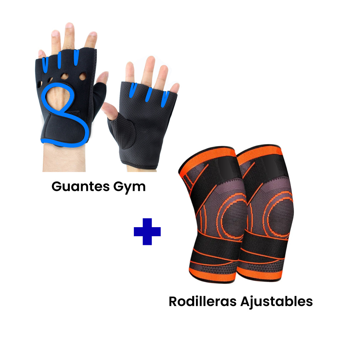 Mega Combo 💥 Guantes Gym + Rodilleras Ajustables + Regalo 🎁