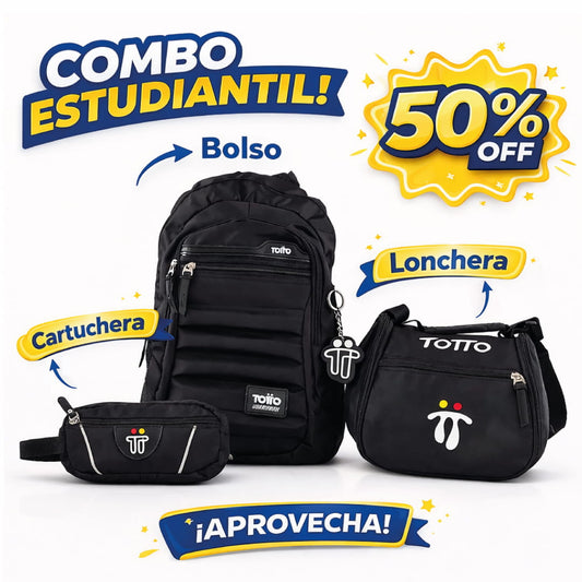 COMBO 🔥 Totto Trio Estudiantil 3x1 - Bolso + Lonchera + Cartuchera