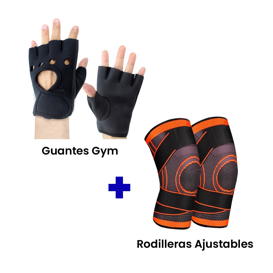Mega Combo 💥 Guantes Gym + Rodilleras Ajustables + Regalo 🎁